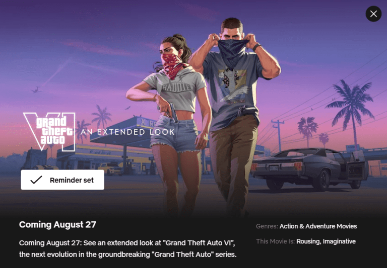 GTA 6’nın Yeni Fragmanı Netflix Üzerinden Geliyor